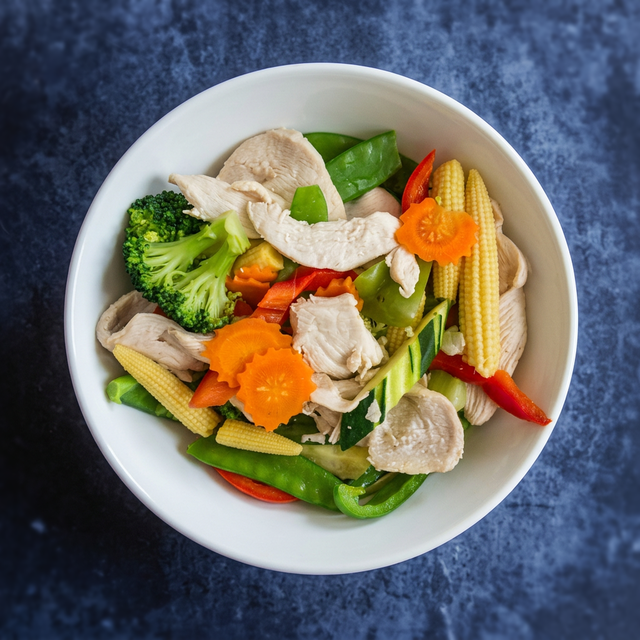 Steamed Mixed Vegetable with Chicken.